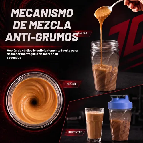 Vista 3 de Vortex - Botella mezcladora de proteínas de 24 onzas / 23.7 fl oz, taza agitadora prémium sin BPA para batidos y batidos de proteínas, a prueba