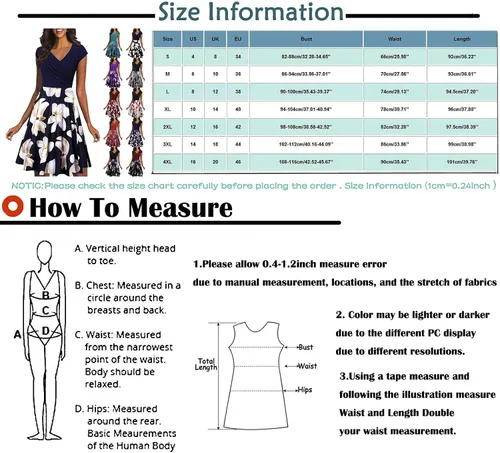 Vista 4 de hamovessi Vestido para mujer vestido de verano con cuello en V manga corta cintura alta estampado floral casual holgado vestido midi para fiesta