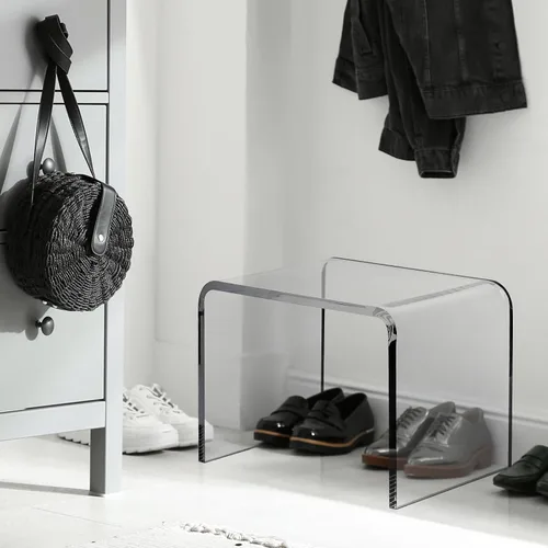 Vista 2 de uyoyous Banco de ducha y taburete de acrílico de 13 pulgadas, capacidad de 250 libras, asiento de baño impermeable, taburete de plástico