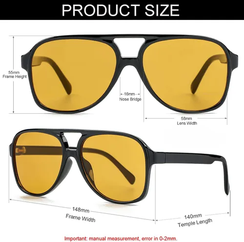 Vista 4 de NIDOVIX Gafas de sol polarizadas clásicas estilo aviador vintage para hombres y mujeres, marco grande, retro, de los años 70