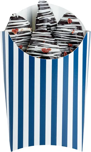 Vista 11 de Restaurantware Bio Tek - Taza de papas fritas desechables de 4.7 x 3.5 x 5.1 pulgadas, 100 vasos desechables para refrigerios, papel azul y blanco