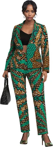 Vista 3 de XIAOHUAGUA Trajes africanos para mujer, conjunto de 2 piezas con estampado de Ankara Fs1496