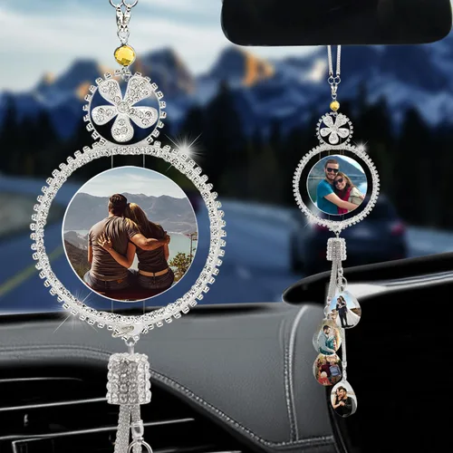 Vista 15 de AIFLM Adornos Personalizados de Foto de Cristal para Colgar en Coche Adornos Personalizados Estéticos para Espejo Adornos Personalizados
