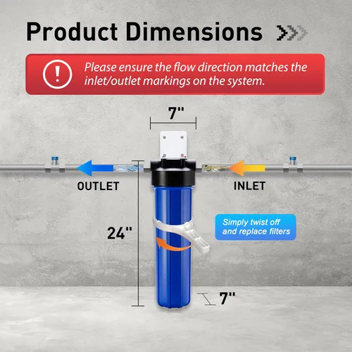 Vista 4 de iSpring WGB12B Sistema de filtración de agua para toda la casa de 1 etapa con filtro de bloque de carbono de 20 x 4.5 pulgadas, reduce hasta un 99%