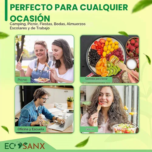 Vista 4 de ECOSANX® 120 piezas de tenedores de madera para comer de 16.5 cm libres de astillas, compostables, juego de cubiertos de madera ecológico