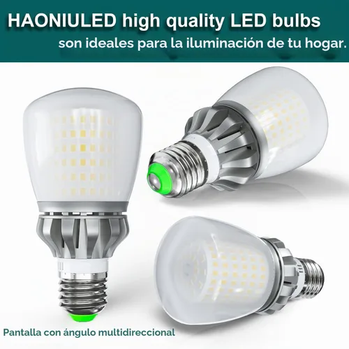 Vista 4 de Bombillas LED A19 equivalentes a 250 W, bombillas LED brillantes de 3670 lúmenes, 3000 K, blanco cálido, 27 W, E26, bombilla LED de maíz