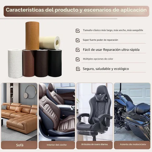 Vista 5 de KING MOUNTAIN Parche de reparación de cuero, cinta autoadhesiva de reparación de cuero de 4 x 63 pulgadas para muebles de cuero dañados, asientos