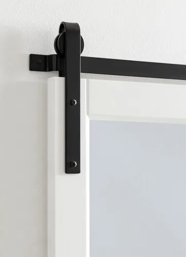 Vista 5 de Kate and Laurel Skylan - Espejo de pared decorativo de madera con marco de granja, 38 x 27 pulgadas, blanco y negro; espejo de pared de transición 0