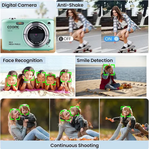 Vista 3 de Cámara digital C600 HD con tarjeta TF de 32 GB, 58 MP, video 4K, LCD grande ideal para viajes, vlogging, fotografía creativa principiantes y niños