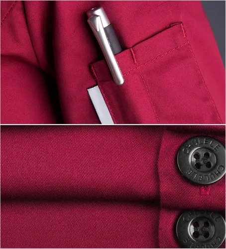 Vista 5 de Chaqueta de chef clásica de manga 34 con doble botonadura para mujer