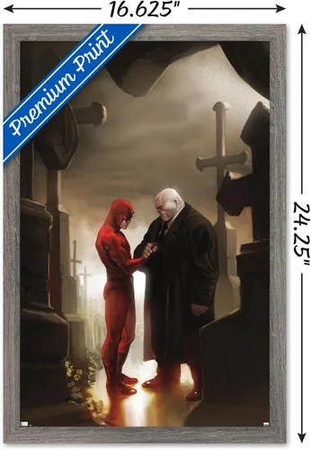 Vista 3 de Trends International Marvel Comics - Póster de pared de Kingpin - Daredevil in Cemetery, 14.72 x 22.37 pulgadas, versión enmarcada de madera