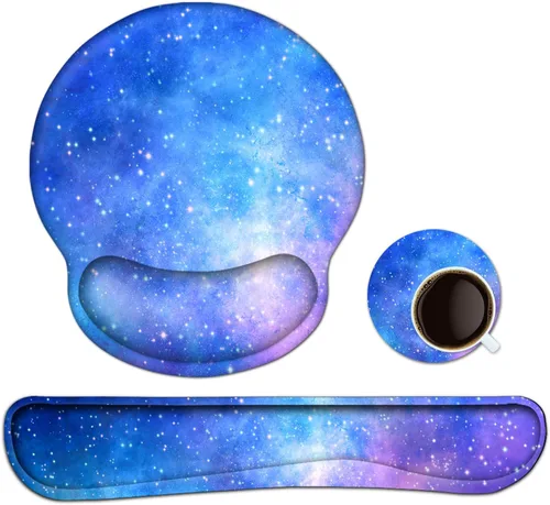 Vista 12 de Reposamuñecas para teclado, alfombrilla ergonómica para mouse con soporte de muñeca, reposamuñecas de espuma viscoelástica, base antideslizante