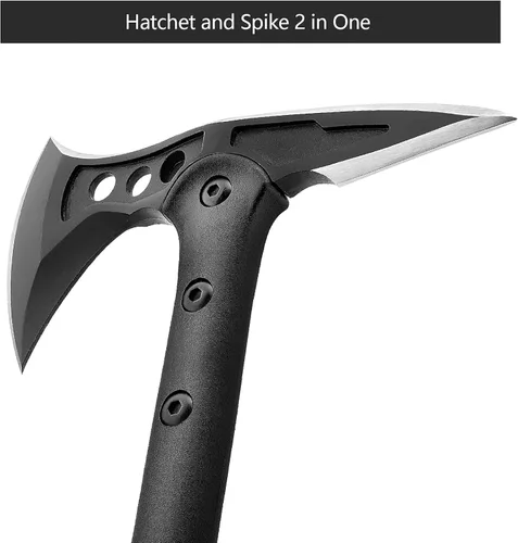 Vista 3 de Hitdudu - Hacha de camping, hacha de lanzamiento de supervivencia con funda, tomahawk táctico con punta, mango de fibra de nylon para supervivencia