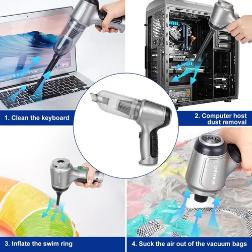 Vista 2 de WADEO Aspiradora de mano inalámbrica, aspiradora portátil inalámbrica de 18000 Pa, aspiradora de mano, mini aspiradora con soplador, aspiradora