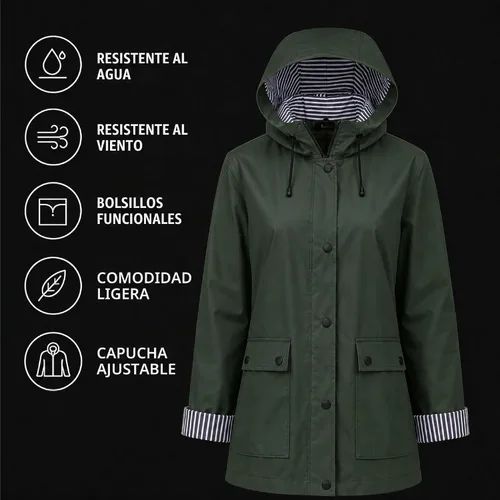 Vista 6 de URBAN REPUBLIC - Chaqueta de lluvia para mujer - Impermeable ligera y cortavientos para mujer (S-3XL)