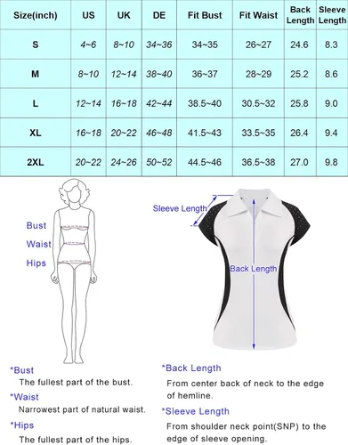 Vista 6 de JACK SMITH Camisa de golf de manga corta para mujer, que absorbe la humedad, camiseta polo deportiva con cremallera, protección solar, tallas S-XXL