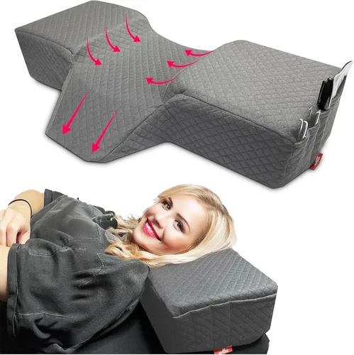 Vista 8 de Almohada de pestañas para extensiones de pestañas - Almohada de cama de espuma viscoelástica curvada, reposacabezas ergonómico con soporte