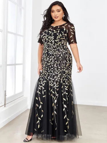 Vista 4 de Ever-Pretty 7707PZ - Vestido largo bordado con corte sirena para mujer maxi vestido elegante de fiesta tallas grandes