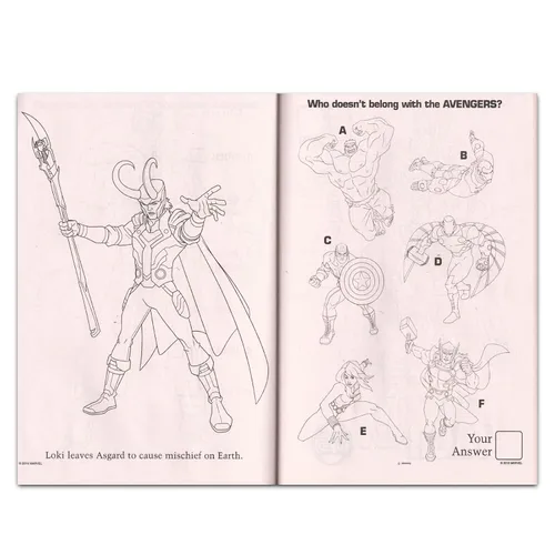 Vista 3 de Marvel Avengers Captain America - Libro para colorear y actividades con calcomanías con Spider-man, Thor, Iron Man, The Incredible Hulk y más