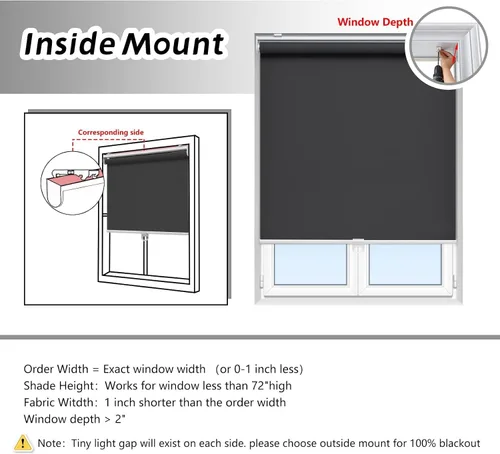 Vista 5 de AOSKY Persianas enrollables opacas para ventanas, sin cordones, para oscurecer la habitación, con aislamiento térmico, fácil de instalar