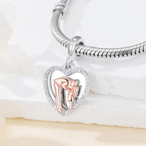 Vista 99 de PROESS Dije para padre, madre e hija, pulsera de plata de ley para pulseras, regalos de cumpleaños, día de San Valentín, para hija, madre, amante