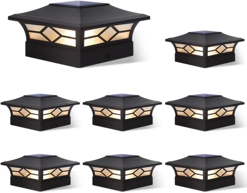 Vista 13 de Luces Solares para Tapas de Postes Exteriores Paquete de 4, Impermeables, Alimentadas por Energía Solar, Luces para Postes de Terraza y Valla