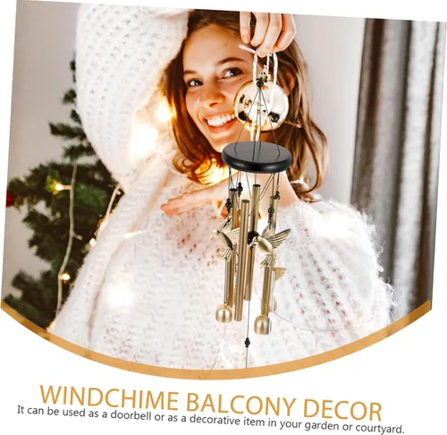 Vista 7 de Abaodam Campana de viento de colibrí para decoración al aire libre, tubos de aluminio, campana colgante de jardín para patio, campanillas de viento