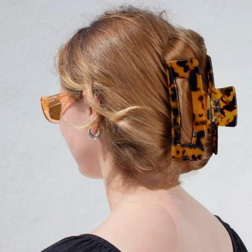 Vista 6 de Pinzas grandes para el cabello, diseño francés, pinza rectangular para el cabello con diseño francés para mujeres y damas