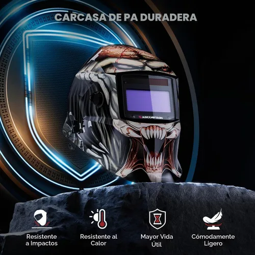 Vista 2 de ARCCAPTAIN - Casco de soldadura de oscurecimiento automático, capucha de soldadura de color real 1/1/1/1, sensor de arco 4, tiempo de respuesta