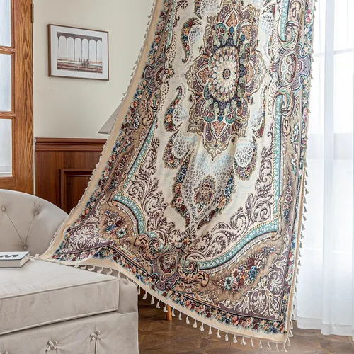 Vista 13 de Cortinas estampadas para sala de estar, artesanías populares, 54 pulgadas de largo, estilo indio, hippie, bohemio, con bolsillo para cortinero B2