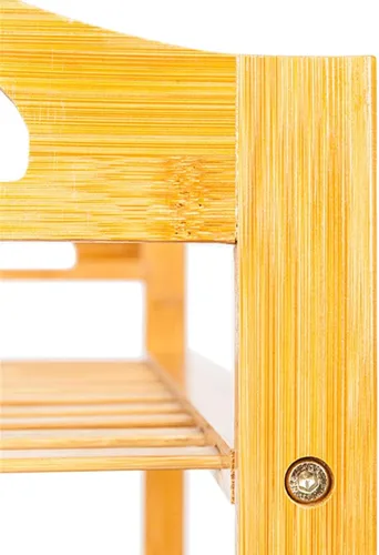 Vista 6 de Zapatero de 4 niveles con asas, bambú, madera, armarios y entrada, soporte organizador de almacenamiento para zapatos, organizador de zapatos
