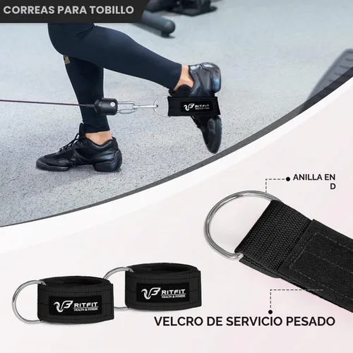 Vista 4 de RitFit 7PCS Barbell Squat Pad Set, Hip Thrust & Lunges Includes Resistance Band, 2 Safety Straps, 2 Gym Ankle Straps & Carry Bag, Upgraded Neck &