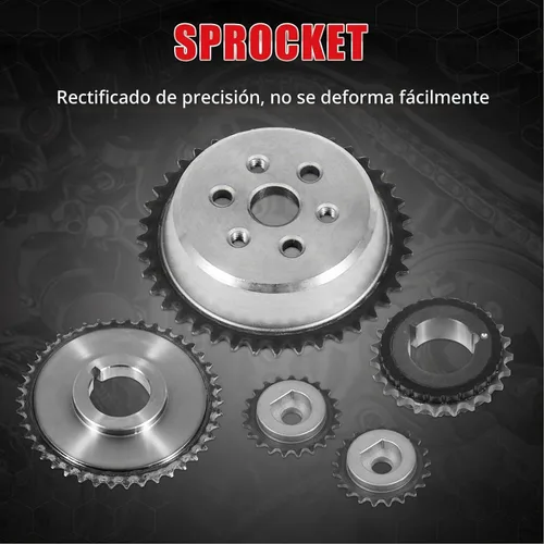 Vista 5 de Kit de cadena de distribución 94201S con tensor, riel de guía, piñón de manivela, piñón de eje Compatible con Chevy Malibu Equinox Buick LaCrosse L4
