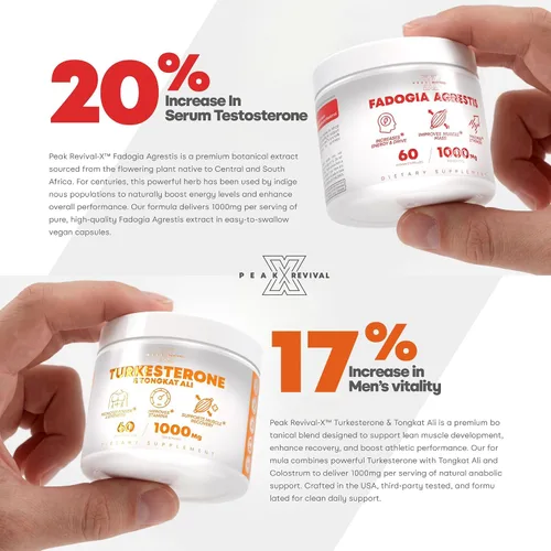 Vista 4 de Peak Revival-X Fadogia Agrestis 1000mg por porción Suplemento - Extracto potente para aumentar la energía, el rendimiento atlético y la masa