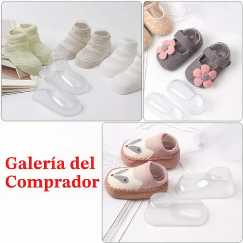 Vista 5 de Exhibición de botines para bebé, 100 unidades, 3.1 in, plástico transparente, para zapatos de ganchillo, color azul