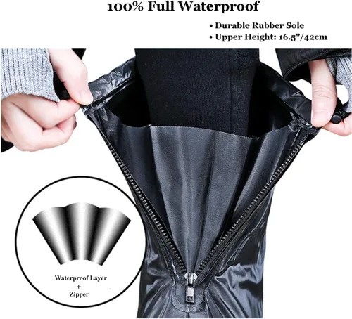 Vista 4 de HLKZONE Cubiertas impermeables para botas de lluvia, plegables, reutilizables, antideslizantes, con reflector, para mujeres y hombres