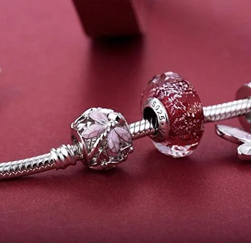 Vista 2 de Bolenvi Abalorio de plata de ley 925 con diseño de dragón de libélula rosa para pandora y pulseras o collares similares Plata esterlina Sin gemas