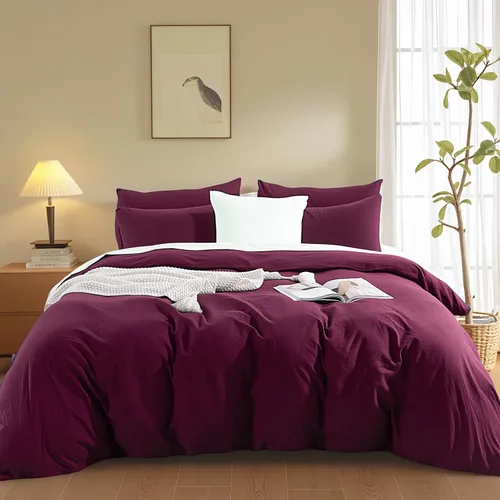 Vista 237 de NEXHOME PRO Funda de edredón Twin XL 100% algodón lavado, transpirable, duradera, texturizada, similar al lino, juego de ropa de cama para el hogar