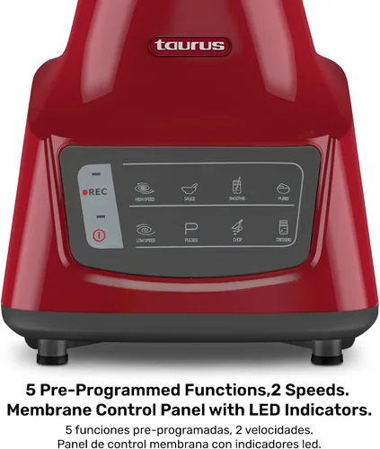 Vista 5 de TAURUS GRANDEUR TOUCH REC Batidora súper táctil con función programable 800W Jarra de vidrio 1.5 L Función turbo y pulso 5 funciones