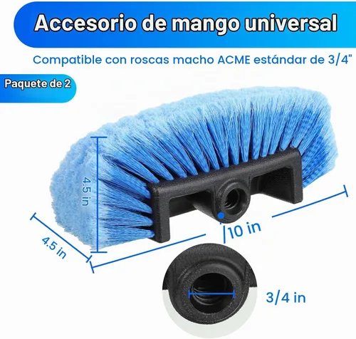 Vista 2 de Tanlade 2 Cabezales de Cepillo de Lavado de Autos con Cerdas Suaves para Detalles, Cepillo de Limpieza de Auto con Flujo Continuo, Equipo de Lavado