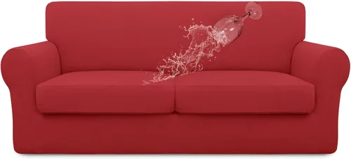 Vista 75 de Easy-Going Funda de sofá 100% impermeable doble de 3 piezas, elástica, suave, para perros, para sofá de 2 cojines separados, protector de muebles a
