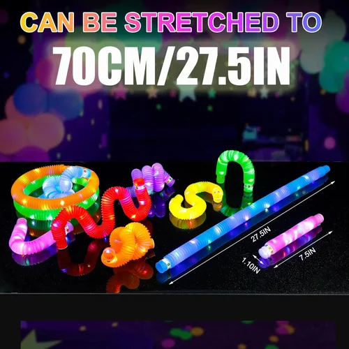 Vista 3 de UrChoice Varillas luminosas, 8 tubos LED Pop para fiesta, collares brillantes, juguetes de campamento iluminados, juego imaginativo, decoraciones