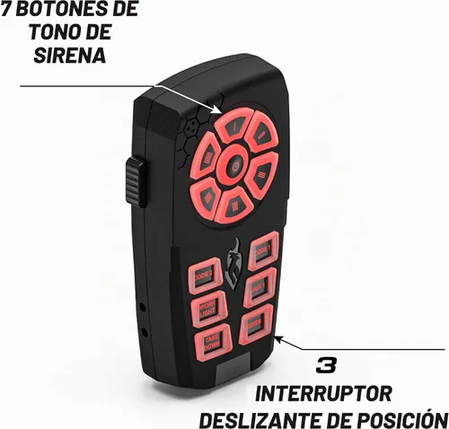 Vista 3 de Feniex Typhoon - Controlador de sirena de mano de 200 W, 36 tonos de sirena, micrófono PA incluido, compatibilidad universal, 16 botones