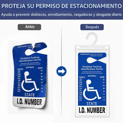 Vista 2 de LotFancy Soporte para Placa de Discapacitado para Auto, Paquete de 3, Soporte para Letrero de Permiso de Estacionamiento para Discapacitados