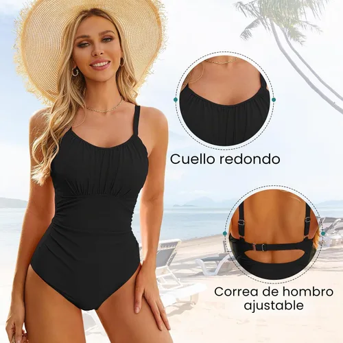 Vista 5 de American Trends Traje de baño de una pieza para mujer con control de Negro