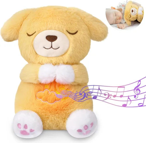 Vista 7 de Animal de peluche que respira – Juguete de peluche de gato negro, máquina de sonido relajante con movimiento de respiración realista y luces