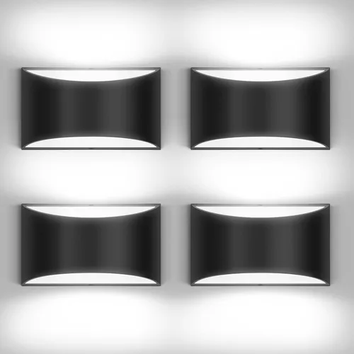 Vista 23 de Juego de 2 apliques de pared LED modernos negros con cable para interiores, luces de montaje en pared arriba y abajo, para sala de estar