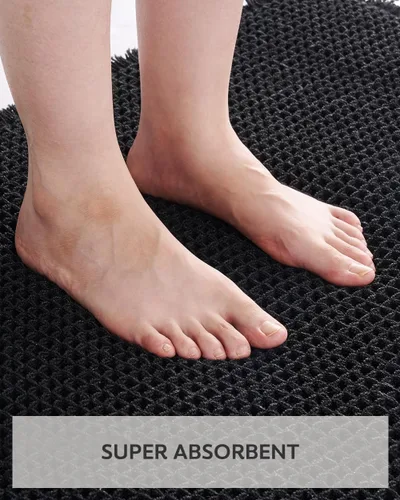 Vista 4 de Alfombra Tapete de Baño con Textura Waffle, Tapetes de Baño Súper Absorbentes Antideslizantes Ultra Suaves Lavables a Máquina, Alfombras de Baño