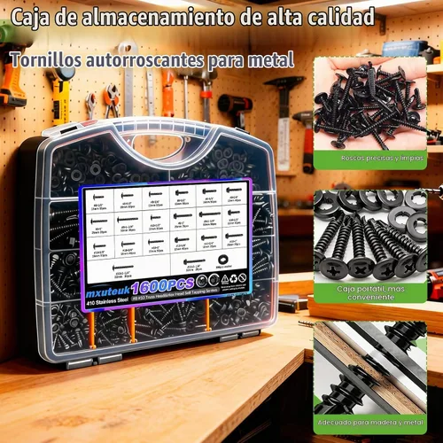 Vista 3 de mxuteuk - 1600 tornillos autorroscantes #8#10 para metal, acero inoxidable