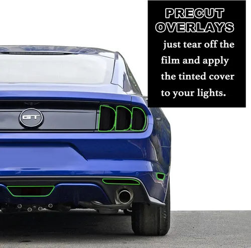 Vista 3 de Compatible con Ford Mustang 2015 2016 2017 Kit de tinte de vinilo precortado completo luz trasera completa y faros con cubierta de envoltura de humo